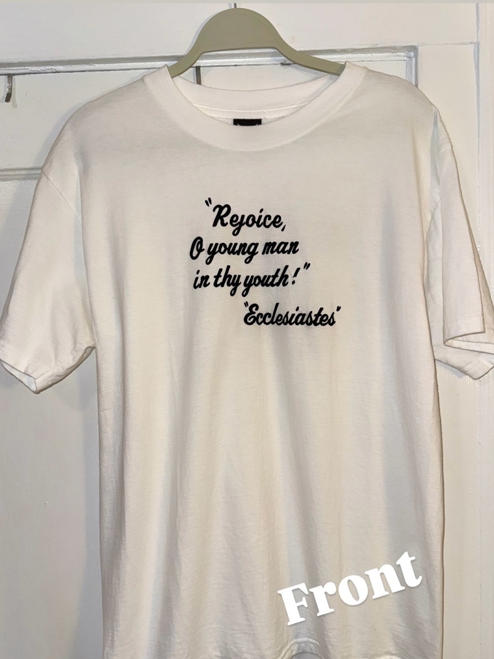 Double Sided Socrates / Ecclesiastes Quote Crewneck Tee (black and white)